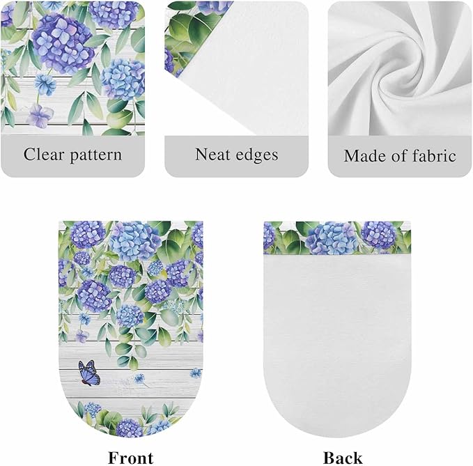 Vintage Flower Leaf 4 Piece Banner Bunting, Purple Floral Green Eucalyptus Leaves Wooden Grain Hanging Banners for Home Wall Party Decor, Scalloped Flag for Holiday Decoration 7.9x11.8 Inch