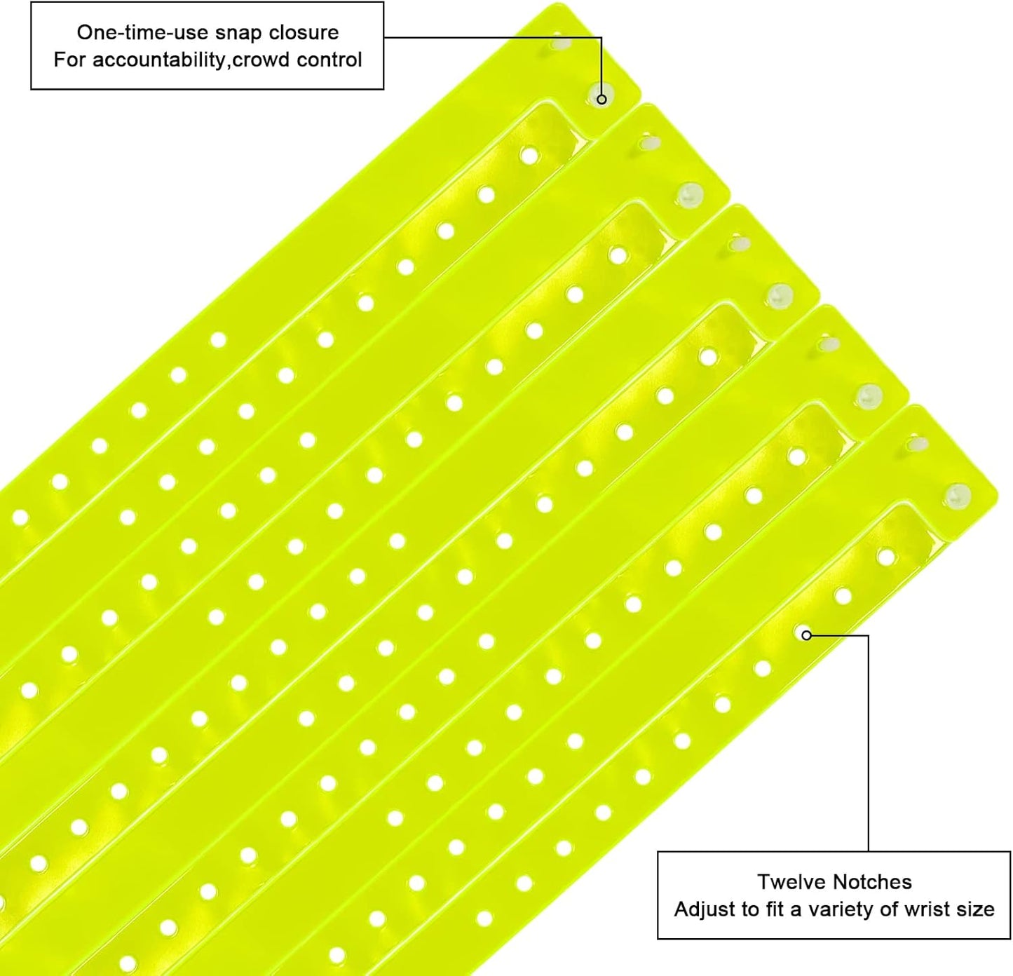 Yellow Plastic Wristbands-500 Pack Colored Identification Wristbands for Events, Waterproof Lightweight Security Vinyl Wristbands for Party Concert Club Festival Entrance Admission