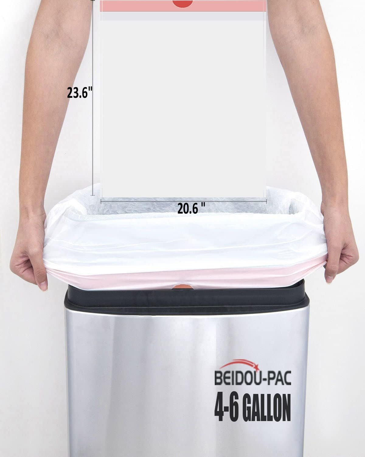 Trash Bags 4-6 Gallon Drawstring, 150 Count, Multifold Roll Garbage Bags, Medium Kitchen Trash Bags, Odorless & Heavy Duty White Plastic Food Scrap Bags for Bathroom Bedroom Office Waste