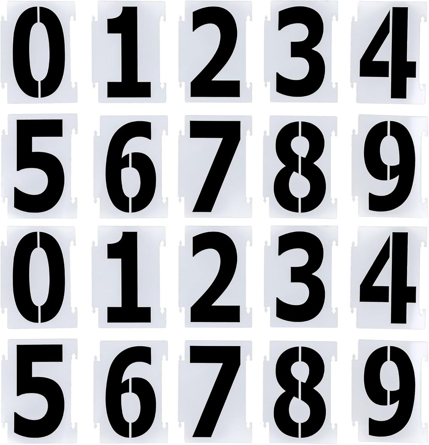 4 Inch Number Stencils for Painting, 0-9 Address Number Stencil Set, 20PCS Plastic Number Stencils, Curb Stencil Kit, Reusable Digital Templates for Painting on Cake Curb Road Wall Wood Mailbox