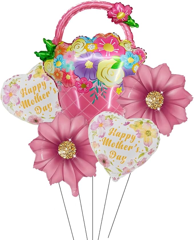 10 Pcs Mother’s Day Party Balloons Kit Decorations 16 inch Foil Balloon Set Happy Mother's Day Best Mom Balloon Set for Mother's Day Family Party Home Decoration for Mother's Day Party(Pink)