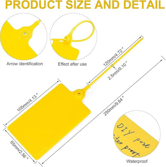 25 Pcs Durable Plastic Shipping Tags with Marker Pen Security Seals Sticker Labels,Waterproof Blank Luggage Tag for Packages, Logistics, Inventory, Travel(Yellow,25pcs)