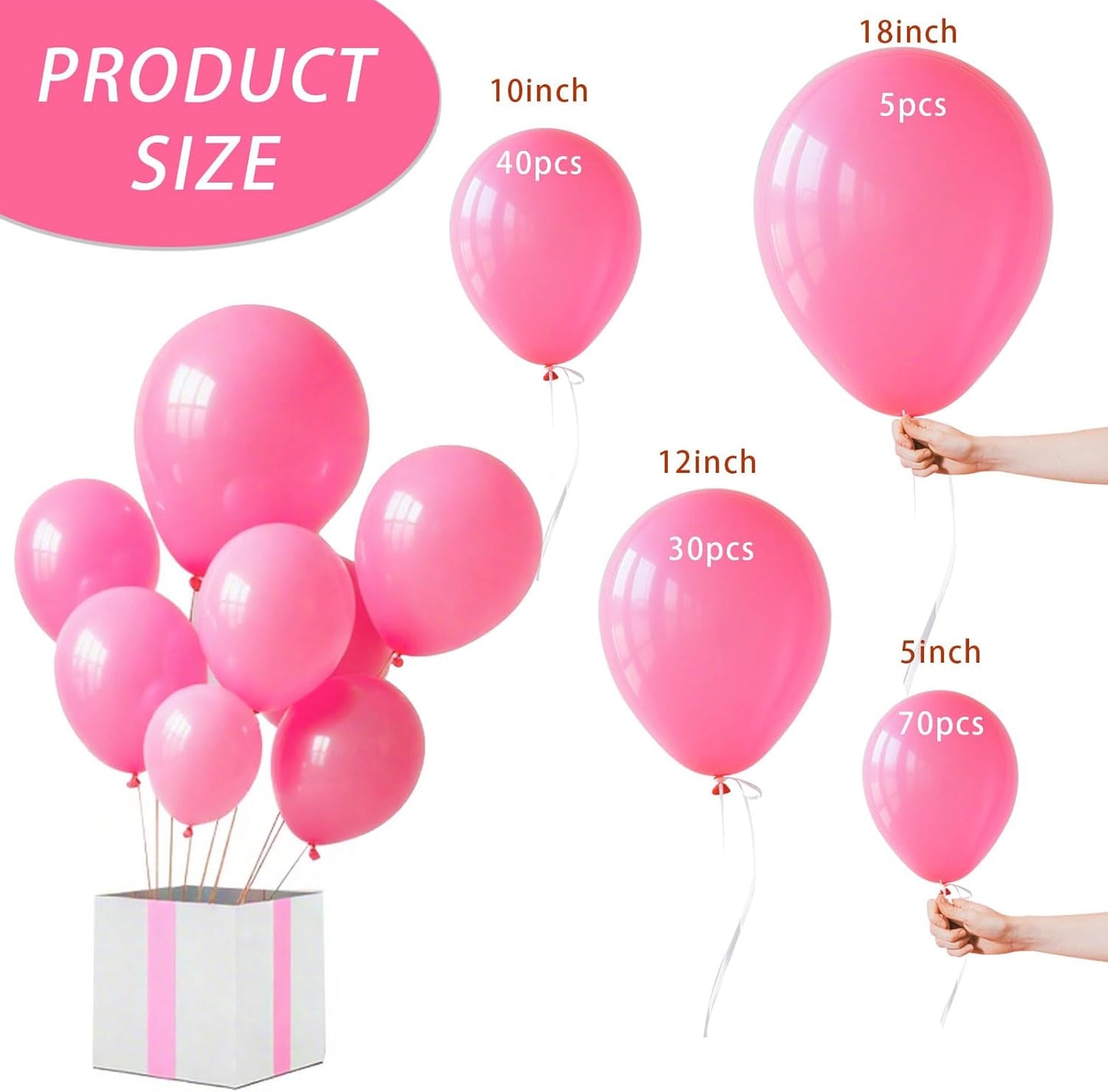 Pink Balloon,145pcs Pink Latex Balloons Arch Kit Different Sizes 18 12 10 5 Inch,Balloon Garland Arch for Birthday Party Graduation Wedding Girl Baby shower Mother Day Decoration