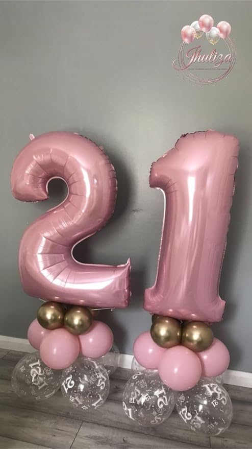 2 Numbers Balloon 40 Inch Pink Two Balloon Number Birthday Decor, 2nd 12 21st Party Celebration Decorations Graduations Wedding Baby Shower