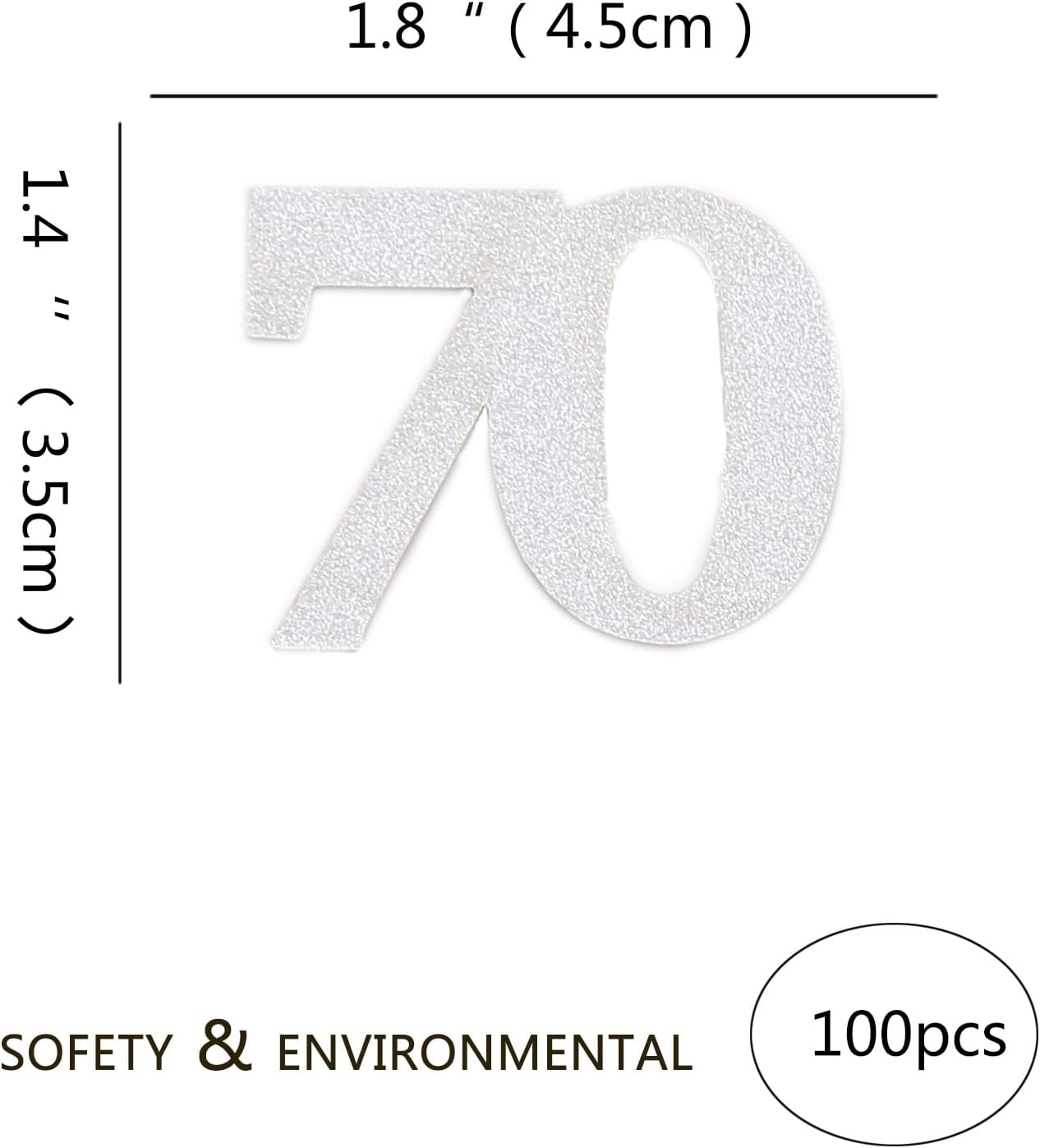 Number 70 Confetti Birthday Decorations - Silver Glitter 70th birthday Confetti Table Scatters Decorations Supplies for Birthday Anniversary Party