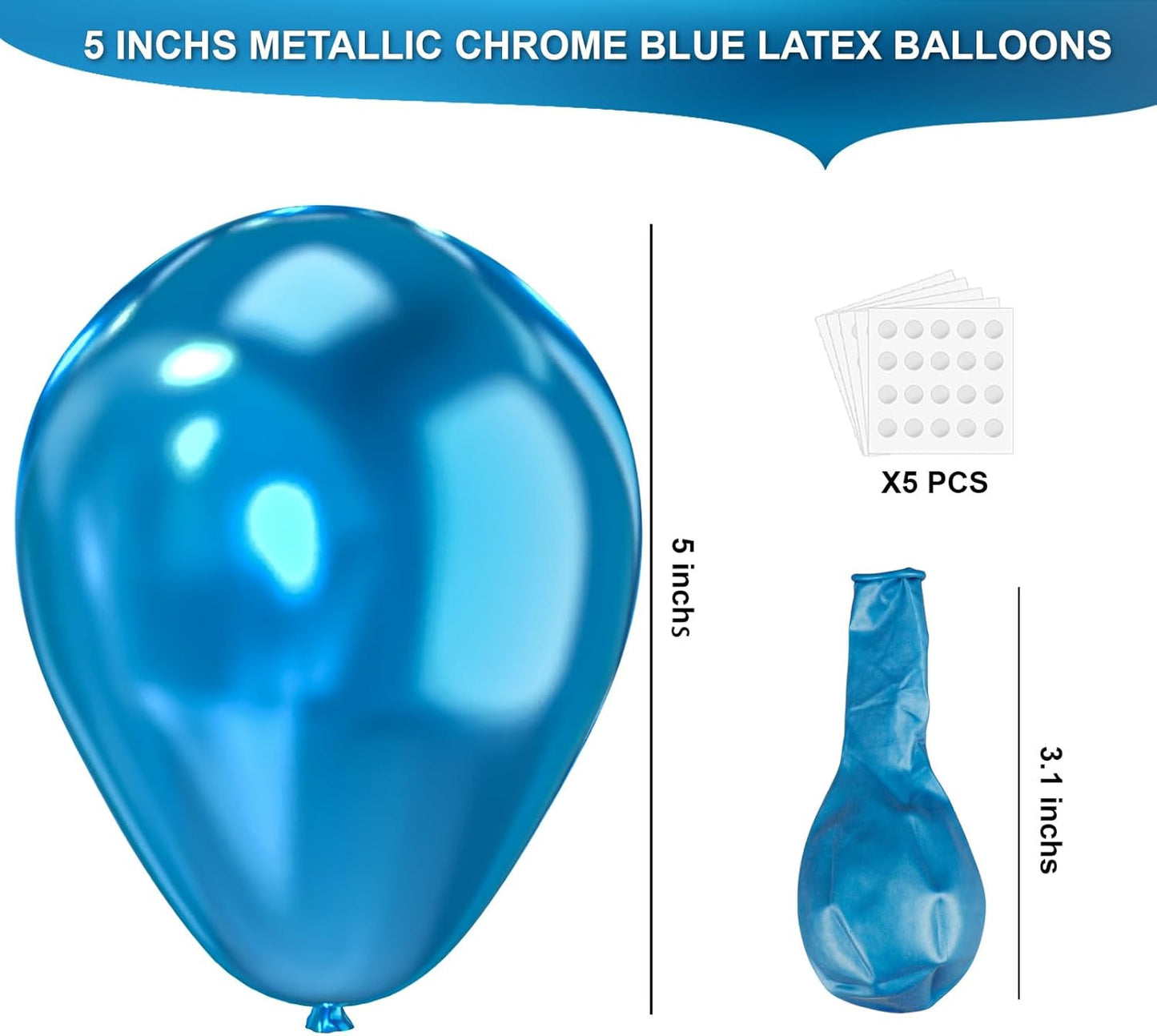 Metallic Blue Latex Balloons, 150pcs 5 inches Round Helium Metallic Blue Balloons for Birthday Baby Shower Wedding Gender Reveal Birthday Party Decorations