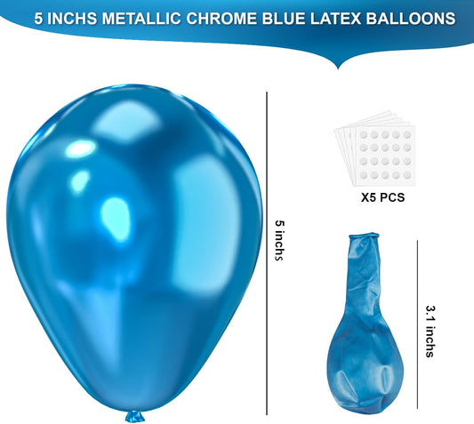 Metallic Blue Latex Balloons, 150pcs 5 inches Round Helium Metallic Blue Balloons for Birthday Baby Shower Wedding Gender Reveal Birthday Party Decorations