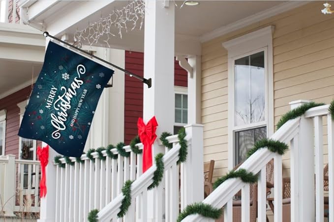 AGAS Merry Christmas Flag 3x5 Ft - Merry Christmas and Happy New Year Flags Vivid Color 200 Denier Nylon Holiday Flag With Brass Grommets for Indoor Outdoor Decoration