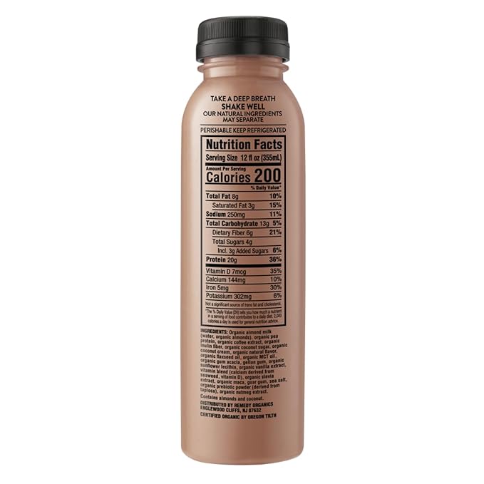 Remedy Organics Duo Decadence Power 12-Pack | Plant Based MCT Oil Protein Shakes, Ready to Drink | USDA Organic, Vegan, Gluten Free, Dairy Free, Soy Free | 6 Chocolate Fudge Bottles & 6 Cold Brew Latte Bottles