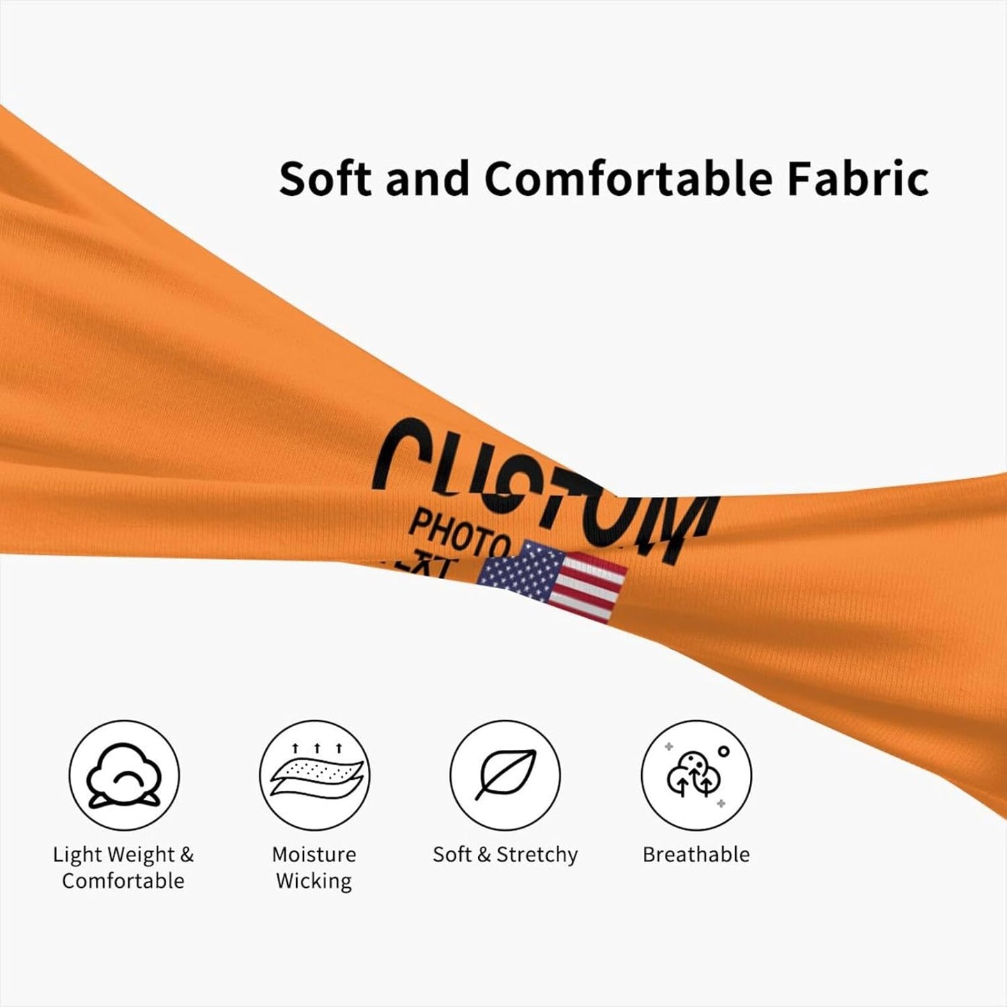Custom Sports Headband Sweatband Bandana Add Your Photo Logo Text Number, Bulk Customized Unisex Sports Moisture Wicking Breathable Elastic