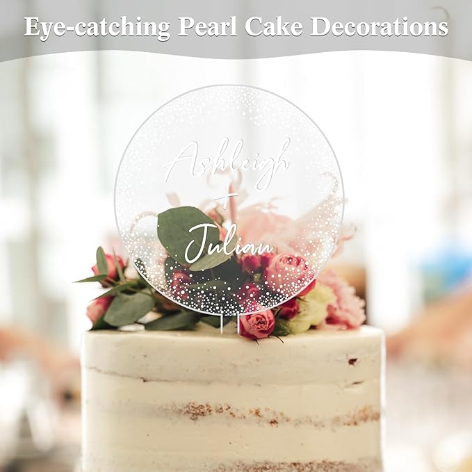 Weysat Personalized Acrylic Cake Topper with Transfer Letter Stickers, DIY Birthday Wedding Engagement Cake Topper for DIY Mr & Mrs Decorations Wedding Bridal Shower Bachelorette