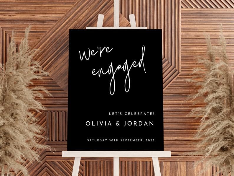 Black Engagement Party Welcome Sign, Welcome to our Engagement Sign, Engagement Part Sign, Engagement Yard Signs, Full Size, Engaged #9