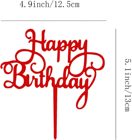 Red Happy Birthday Cake Topper Birthday Party Decorations Supplies