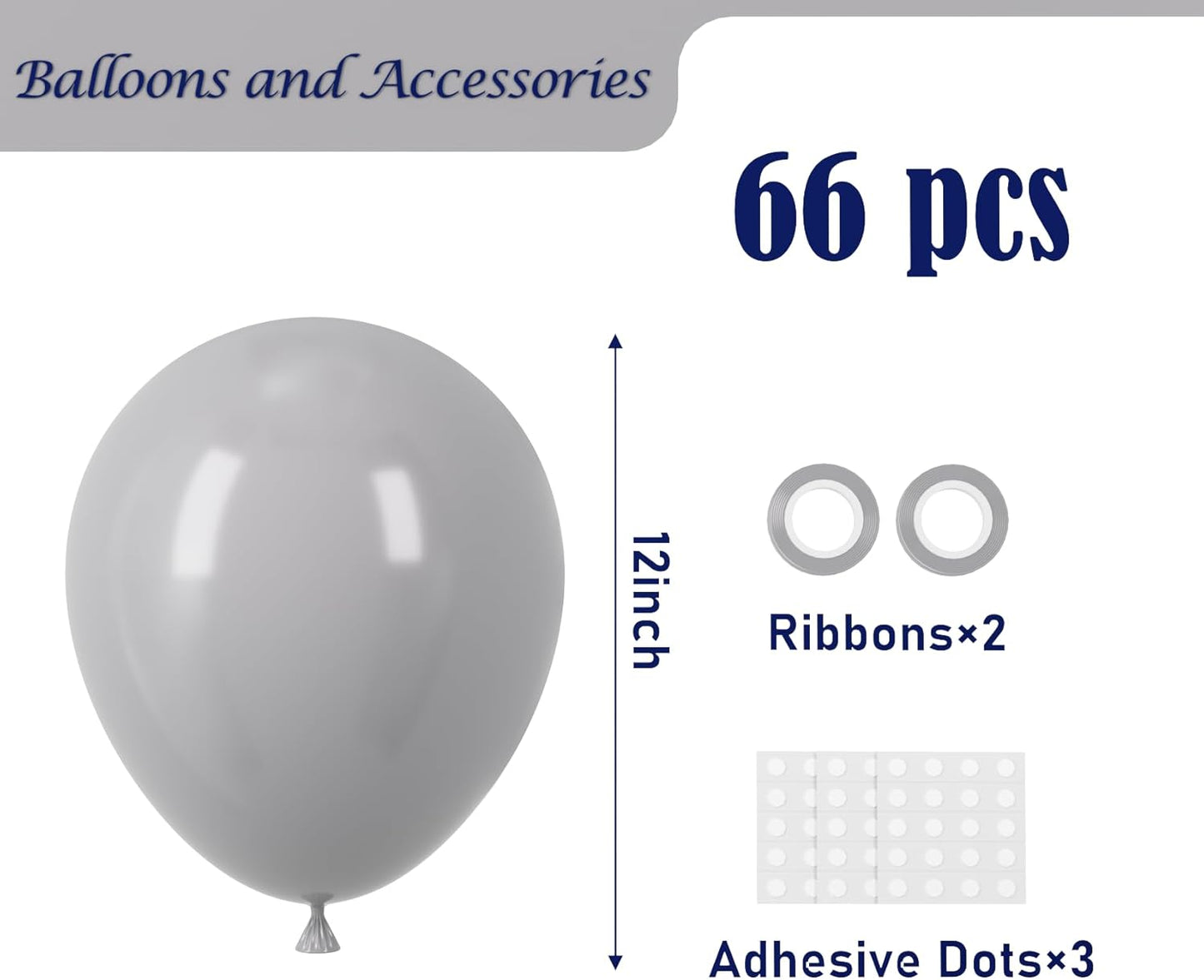 Gray Balloons, 66pack 12inch Grey Latex Party Balloons for Graduation, Wedding, Birthday, Gender Reveal, Baby Shower, Bridal Shower, Anniversary Party Decorations