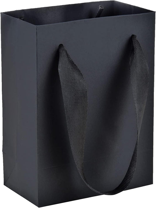 HUAPRINT Black Paper Bags,Matte Black Gift Bags,Small Shopping Bags with Handles,30 Pack 4.5x2.5x6 inch,Craft Gift Bags,Retail Bags,Party Favor Bags,Merchandise Business Bags,Holiday,Wedding Bags