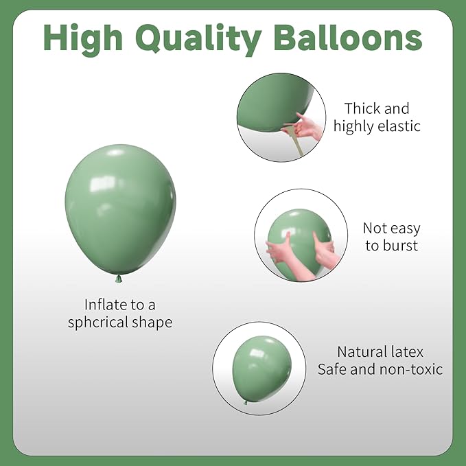 Sage Green Balloons Arch Kit,130pcs Gold Balloon Garland,Different Sizes 18 12 10 5 Inch Green and White Latex Balloons for Birthday Baby Shower Gender Reveal Wedding Party Decoration