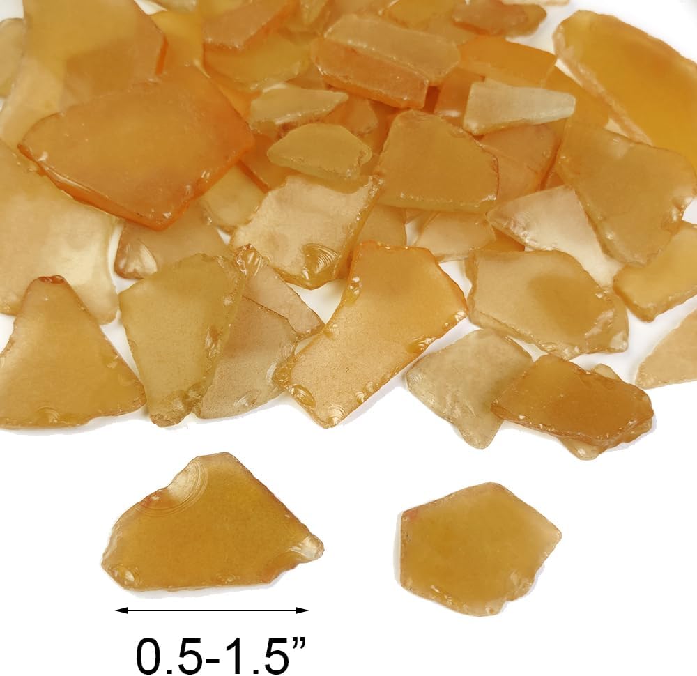 HappyFiller Fall Harvest Thanksgiving Decoration 15 OZ Sea Glass Bulk Frosted Seaglass Pieces for Arts Crafts,Beach Decor,Party Decor,Aquarium,Home Accents Vase Fillers,Amber Yellow