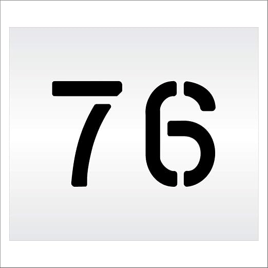 Pavement, Curb, and WheelStop Stencils - 6 inch Double Number Stencil - (76) - 6" x 9" x 1/8" (128 mil) - Pro-Grade