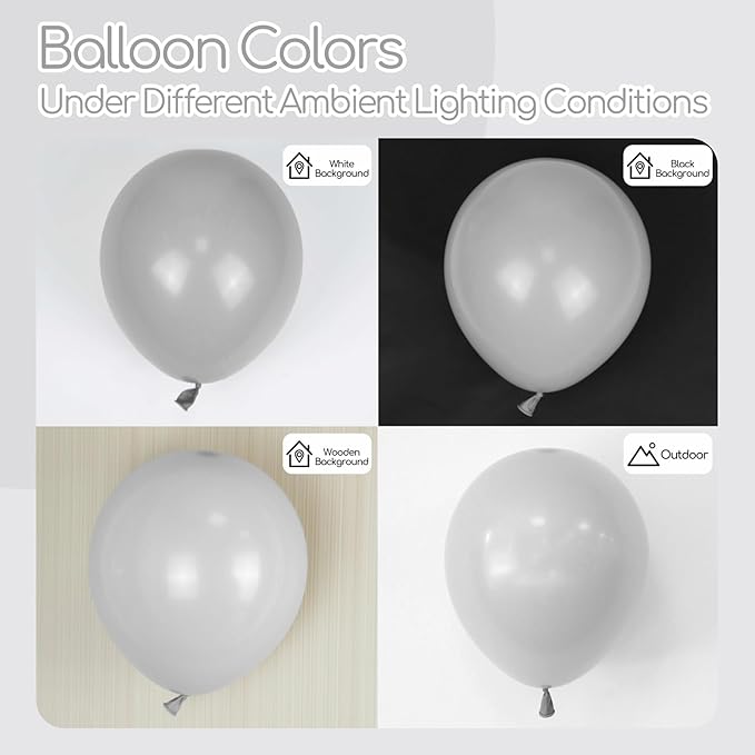 Gray Balloons 12 inch, Grey Latex Balloons 50pcs Party Balloons for Birthday Baby Shower Wedding Anniversary Party Decorations