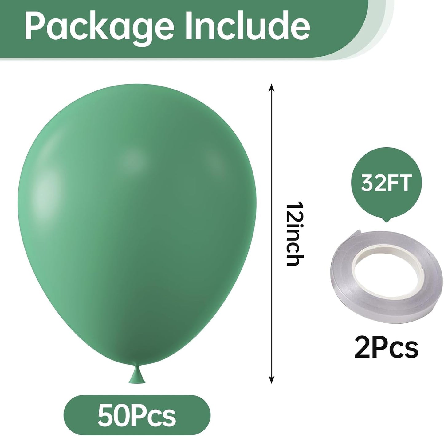 KALOR 10 Inch Retro Bean Green Balloons, 100 Pcs Latex Helium Balloons for Kid's Birthday Party Baby Shower Wedding Graduation Graduation Party Decorations