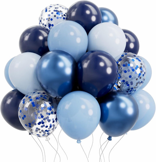 AULE Party Balloons 50 Pcs 12 inch Blue Helium Shiny Latex Metallic Confetti Thicken Mix Balloons Wedding Birthday Baby Shower Graduation Carnival Party Decorations