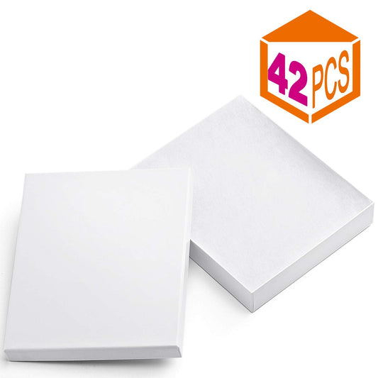 MESHA White 42PC Jewelry Gift Boxes with Lids, 6x5x1 Cotton Filled Glossy Jewelry Boxes, Necklace Gift Box, Bracelet Gift Box, Earring Box, Bulk Jewelry Boxes for Shipping, Small Business