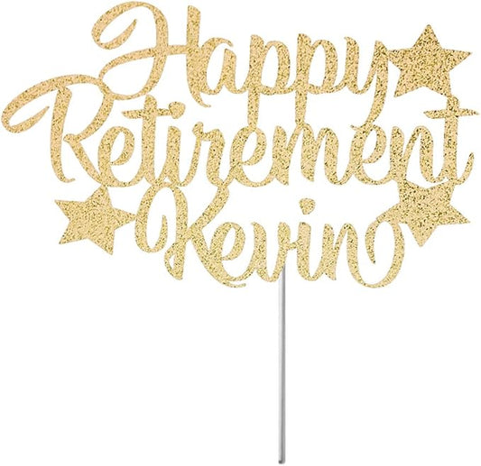 Custom Personalized Happy Retirement Cake Topper ~ Glitter Cake Topper