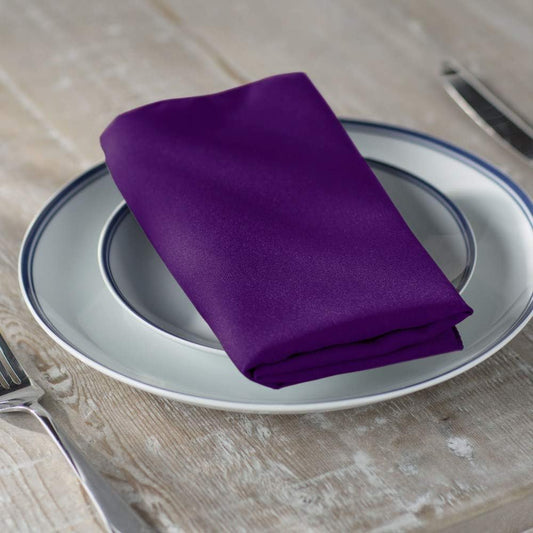LA Linen 10-Pack Poly Poplin Napkin, Soft Cloth Napkins, Washable Reusable Napkins, Stain and Wrinkle Resistance Table Napkins for Dinner, Wedding, Parties, 17 by 17-Inch, Purple