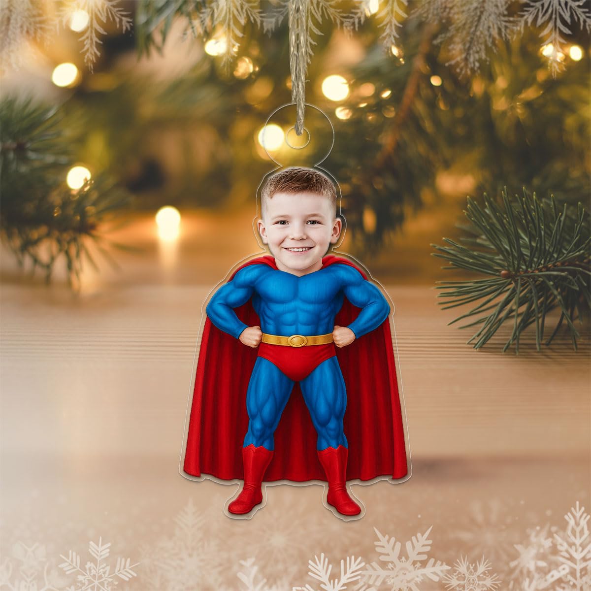 Custom Photo Baby Boy Superman Ornament, Personalized Superhero Christmas Ornament, Baby’s First Christmas Gift Acrylic Ornament – Personalized Christmas Tree Decoration, Custom
