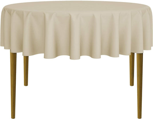 Lann's Linens - 70" Round Premium Tablecloth for Wedding/Banquet/Restaurant - Polyester Fabric Table Cloth - Beige