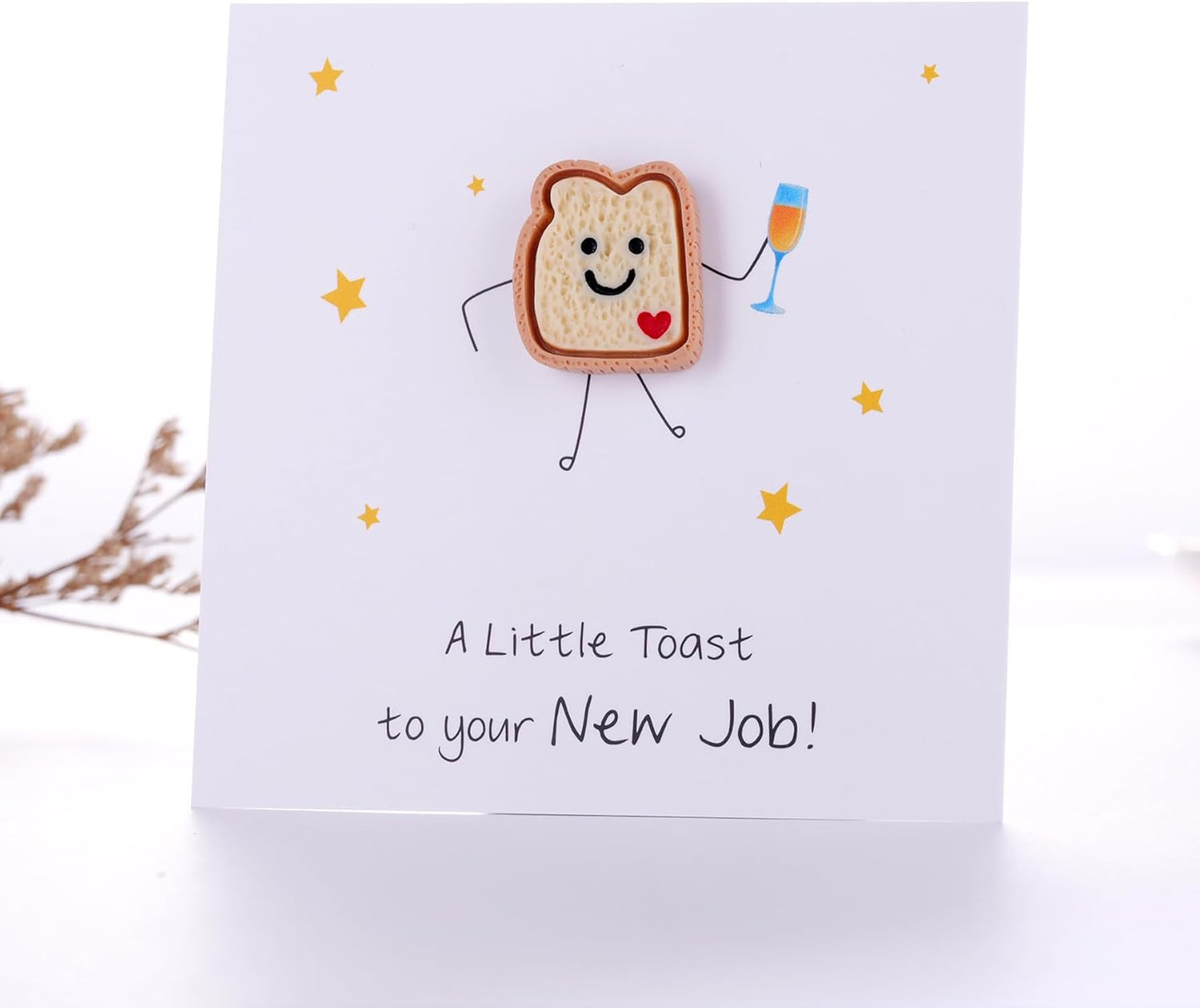 Ralukiia New Job Token Gift with Card for New Beginnings, Cute Smiley Toast Keepsake, Funny Congratulations Gift for Promotion, Fresh Start or Career Milestone, Leaving Gifts for Colleague Women