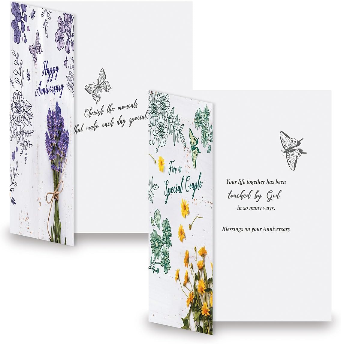 Celebrating Your Anniversary Faith Cards With Scripture- Set of 8 (2 each of 4 Designs)