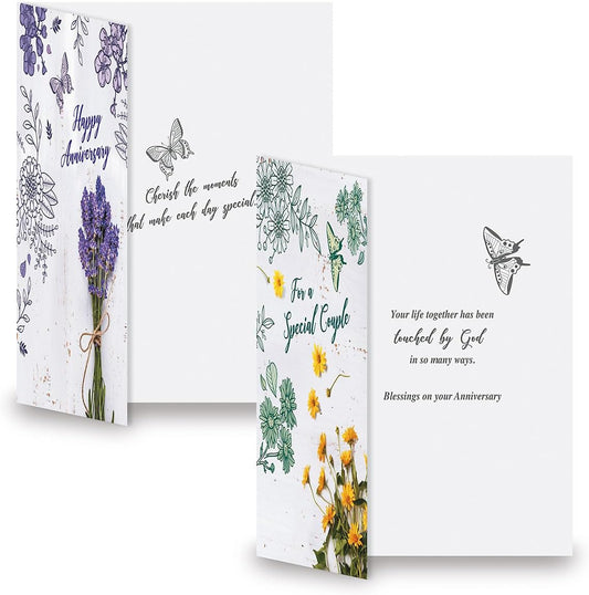 Celebrating Your Anniversary Faith Cards With Scripture- Set of 8 (2 each of 4 Designs)