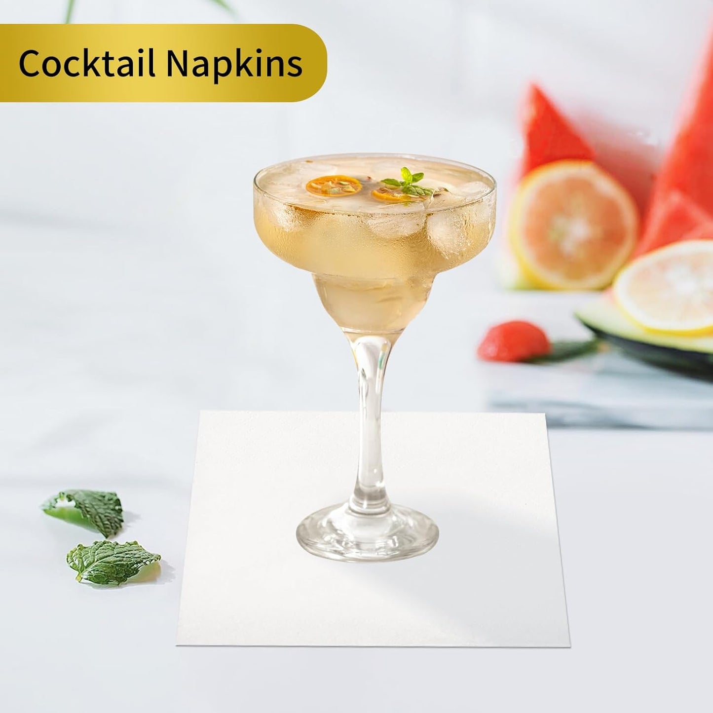 Cocktail Napkins - 400 Count 2-Ply White Napkins Disposable, 4.5 x 4.5 Inch Folded Paper Napkins Bulk Beverage Napkins for Dinner Wedding Bar Party and Everyday Use