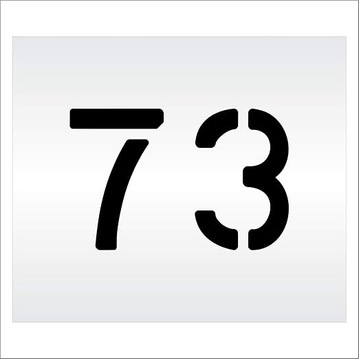 Pavement, Curb, and WheelStop Stencils - 6 inch Double Number Stencil - (73) - 6" x 9" x 1/8" (128 mil) - Pro-Grade