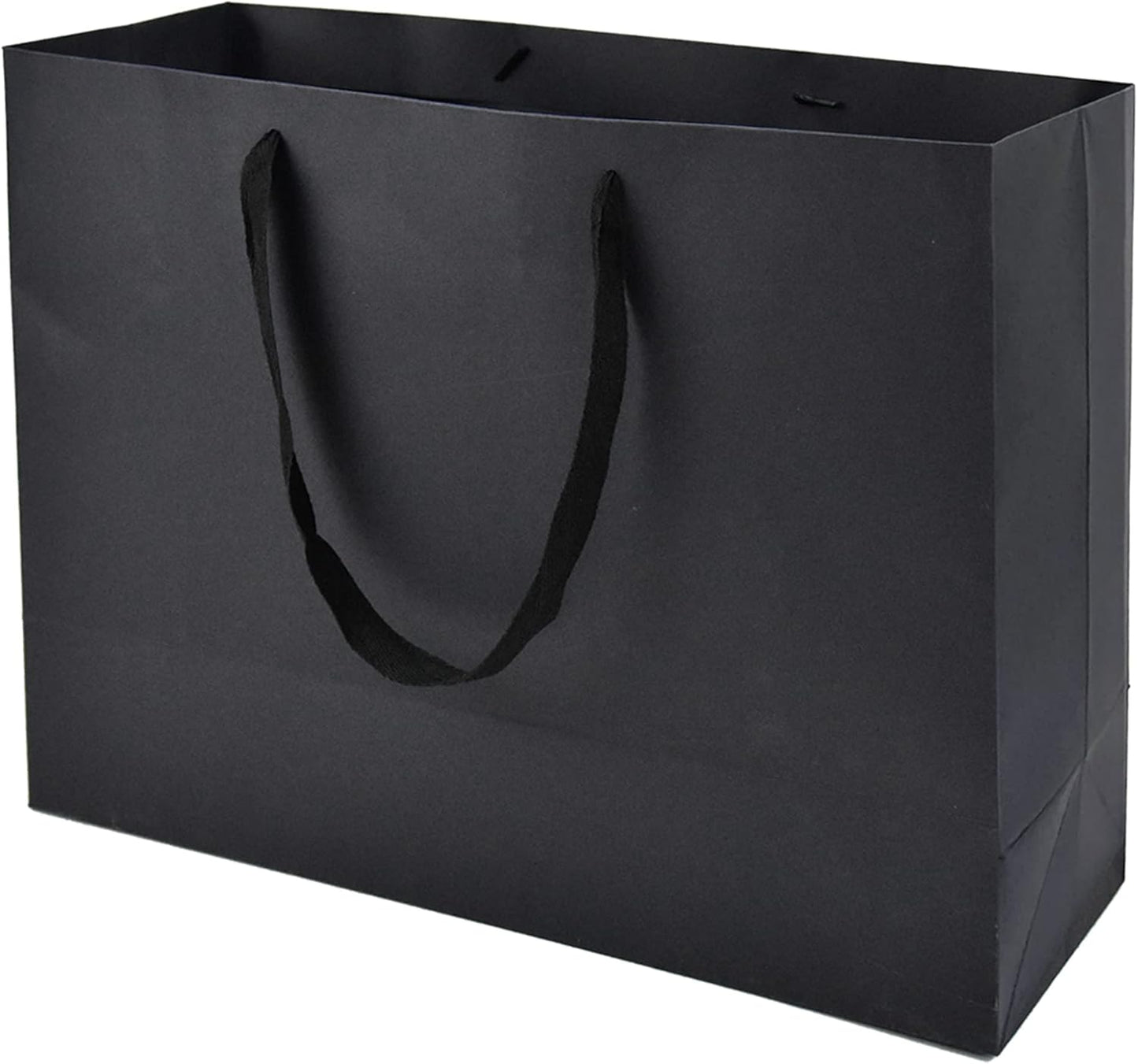 HUAPRINT Black Paper Bags - Large Gift & Shopping Bags with Ribbon Handles - 30 Packs, 16x6x12Inch - Retail, Party Favor & Wedding Bags