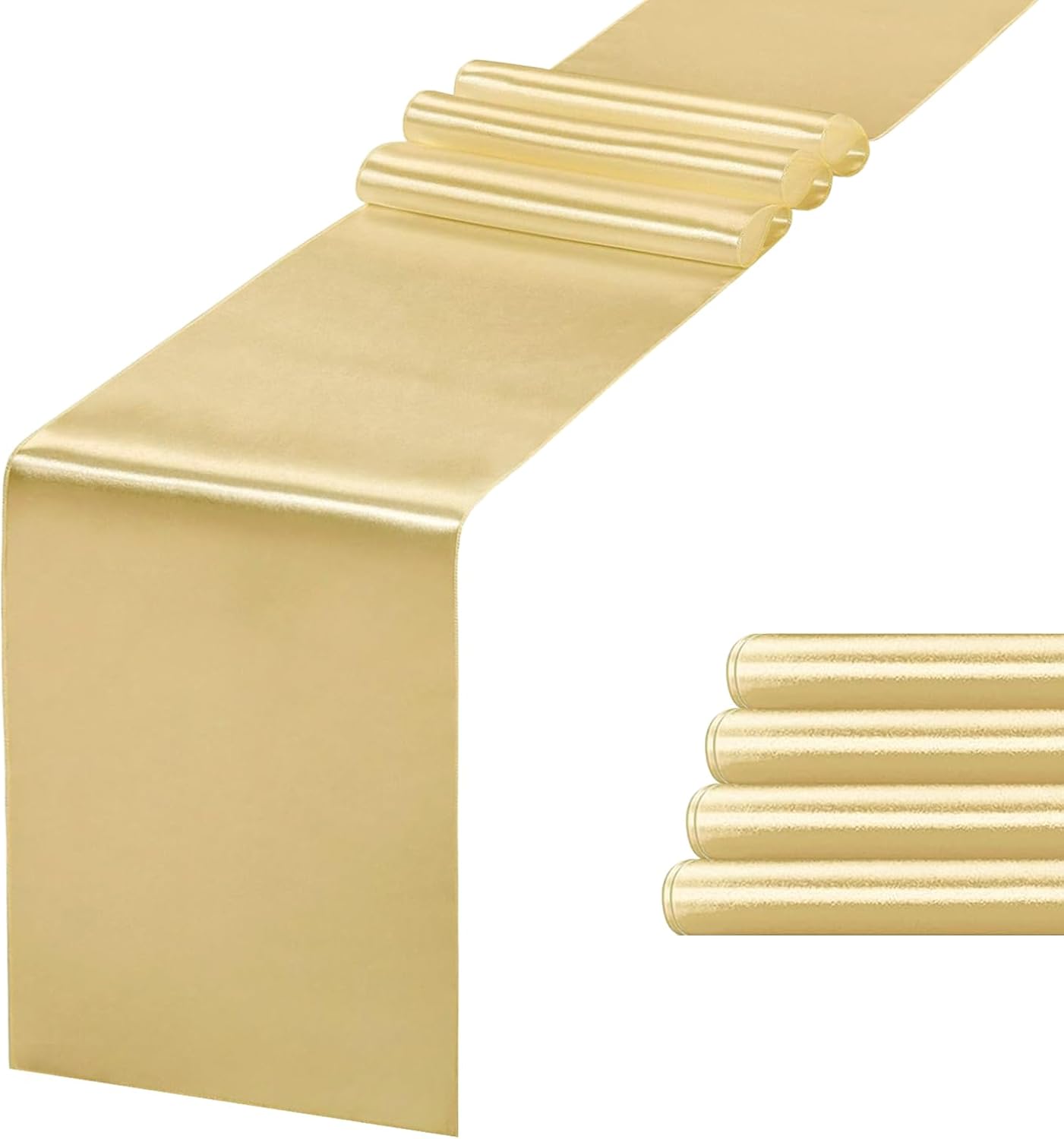 5 Pack Table Runner 12 X 108 Inch Silk Table Runner for Party,Wedding, Birthday, Banquets,Decoration(Light Gold)