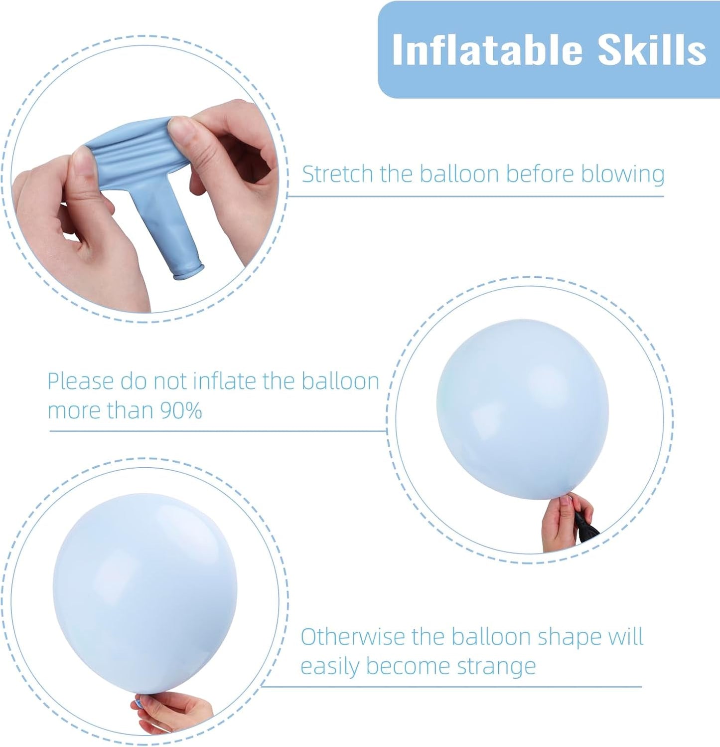 RUBFAC 129pcs Pastel Blue Balloons Different Sizes 18 12 10 5 Inch for Garland Arch, Light Blue Balloon for Birthday Baby Shower Gender Reveal Easter Wedding Party Decoration