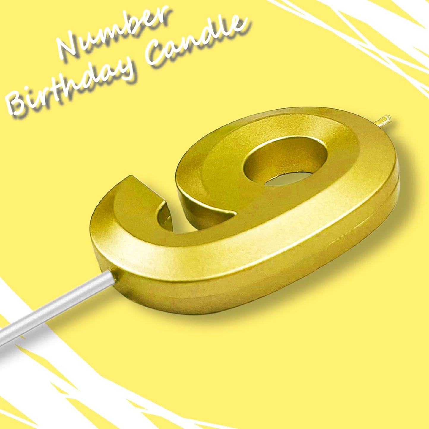 Gold Number 9 Candles, 3D Diamond 2.76 Inch Cake Topper Birthday Candles for Wedding Anniversary Cake Decorations, Happy Birthday Party Decorations