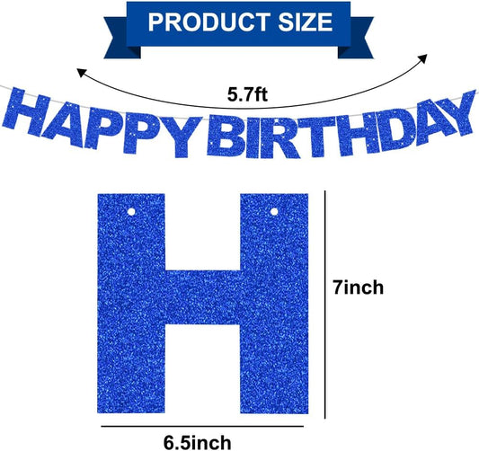 BEISHIDA Blue Happy Birthday Banner - Pre-Strung, No DIY, Sign - Birthday Banner for Women, Kids Decor