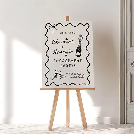 Wavy Engagement Party Sign, Whimsical Engagement Party, Style Champagne