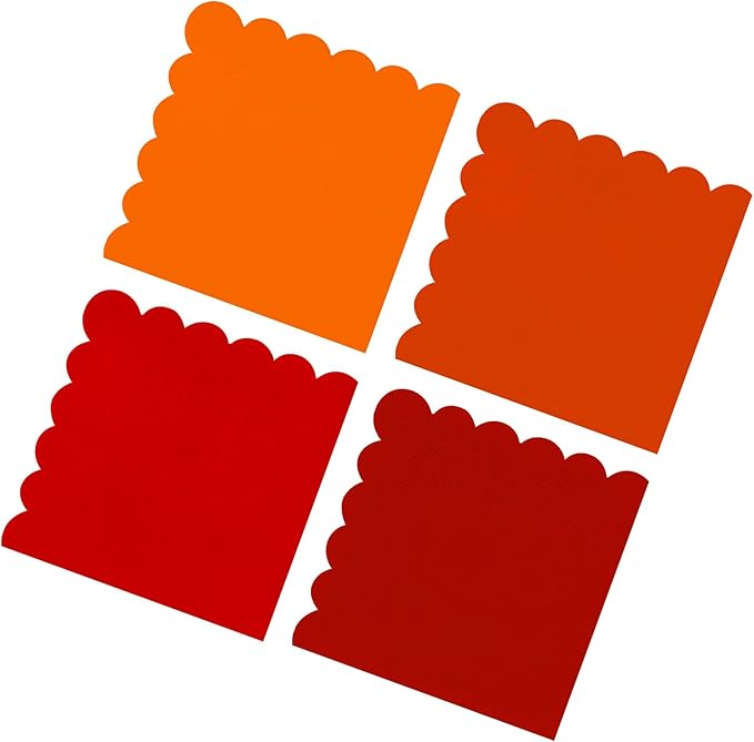 120PCS Gradient Red Cocktail Party Napkins, Red Scalloped Beverage Dessert Paper Napkin for Birthday Wedding
