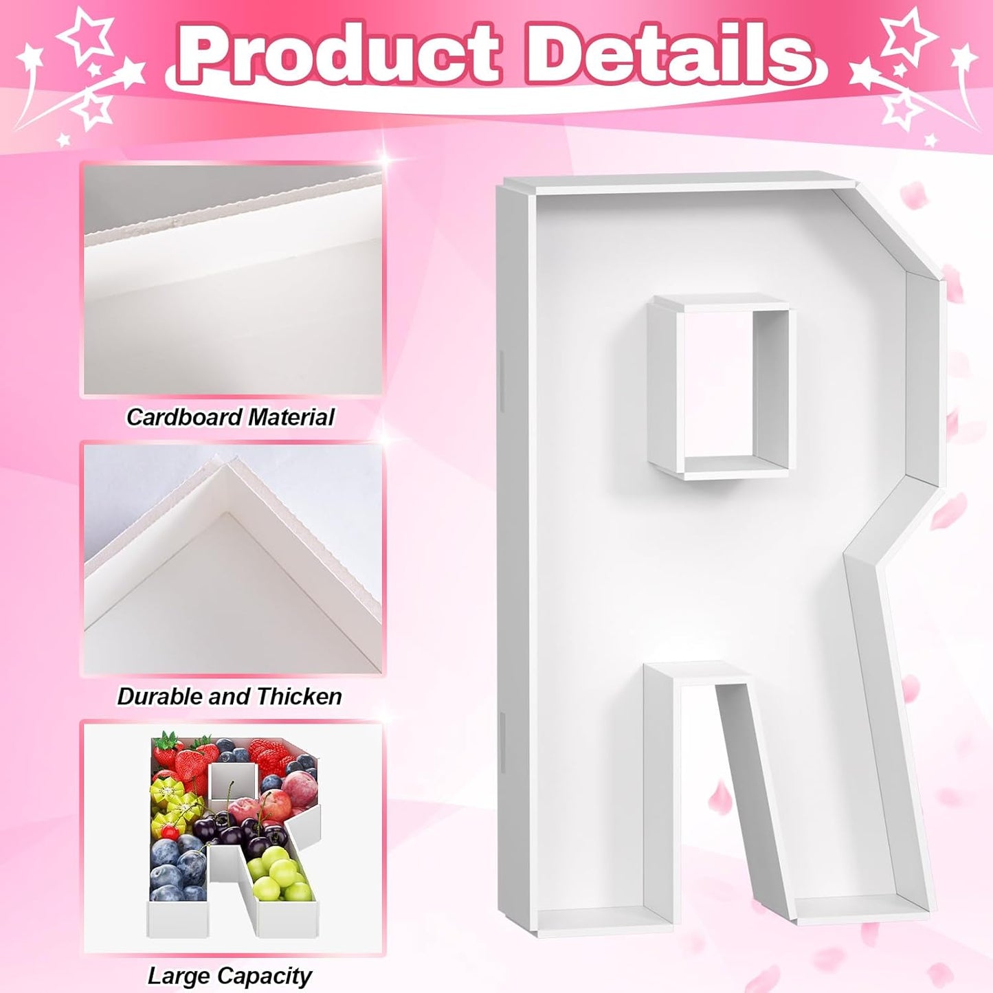 MRS Charcuterie Letters Fillable, 13 Inch MRS Cardboard Letters for Charcuterie, MRS Letters for Food Chocolate, Paper Mache Letter Trays for Bachelorette Bridal Shower Bride-to-Be Wedding Decoration
