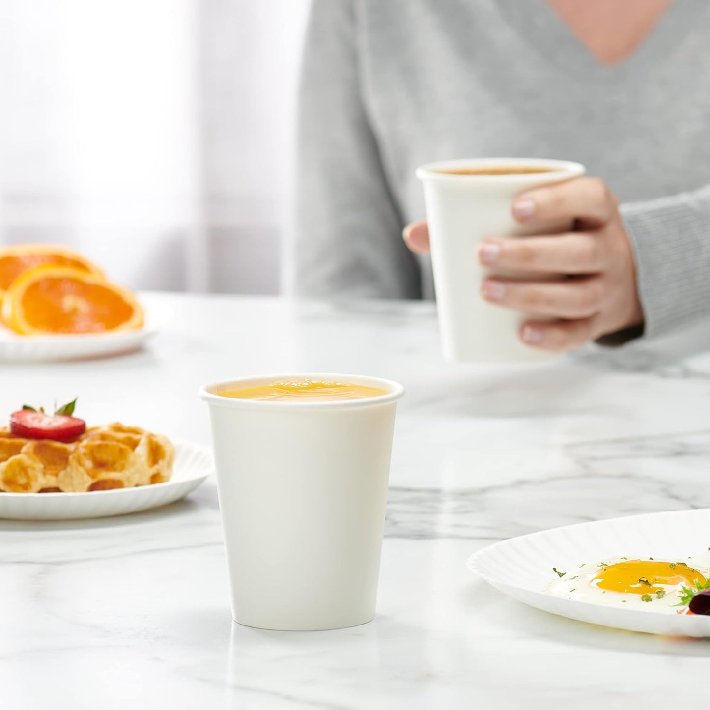 GUSTO [10 oz. - 300 count] Disposable White Paper Cups, Hot Coffee Cups - Eco-Friendly Hot Cups