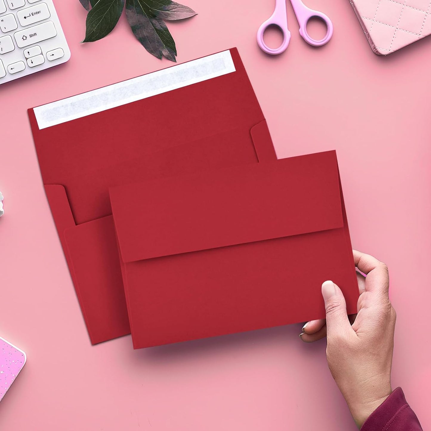 50 Pack Envelopes - A4, 4x6 Red Self Seal - Printable for Wedding, Baby Shower Invitations