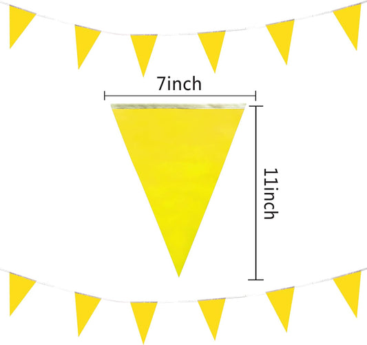 100 Feet Yellow Pennant Banners Flags String Hanging Triangle Bunting Flags,Party Decorations for Grand Opening,Kids Birthday,Carnival,60 PCS
