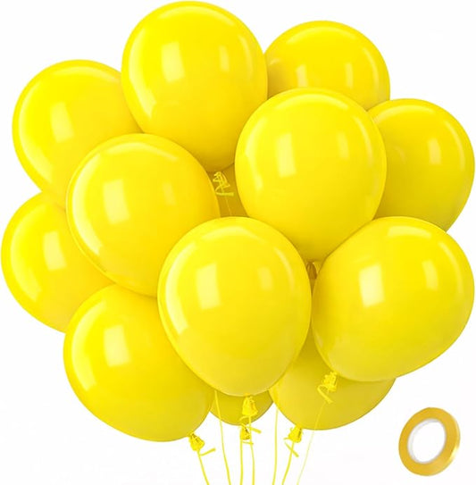 Patimate Yellow Balloons 100 Pack 12 inch Round Yellow Latex Party Balloons for Birthday Graduation Baby Shower Wedding Sunflower Bee Hawaiian Beach Lemon Theme Party Decorations Arch Garland