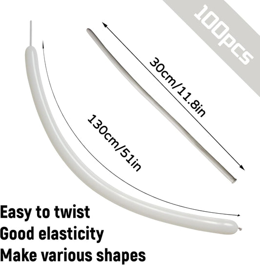 100Pcs Sand White 260 balloons, Thickening Latex Cream 260q Balloons for Animal Model, Long Twisting Balloons for Halloween Xmas Presents, Animal Shape Weddings, Birthdays Clowns.(Sand white)