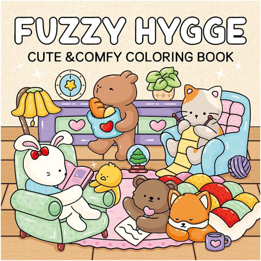 Adorable Coloring Book for Kids Ages 4–8: 40 Unique Single-Sided Pages to Prevent Bleed-Through | Thick Paper for Markers & Crayons | Screen-Free Learning Fun & Family Creative Gift (Fuzzy Hygge)