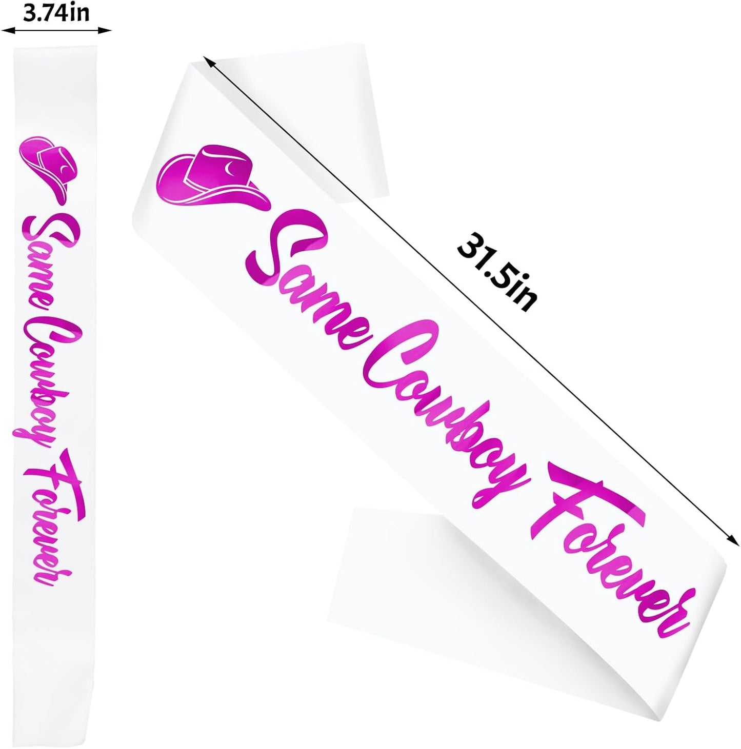 Same Cowboy Forever Sash with Purple Foil, White Funny Bride to be Sash for Western Cowgirl Bridal Shower Bachelorette Party Decorations, Last Rodeo, Getting Hitched, Country Theme Nash Bash Sash